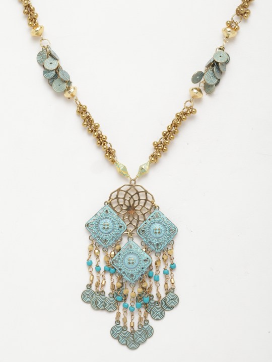 DivaWalk Handpainted Blue Necklace