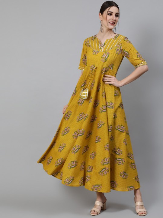 Buy online Round Neck Solid A-line Dress from ethnic wear for Women by  Highlight Fashion Export for ₹850 at 66% off | 2024 Limeroad.com