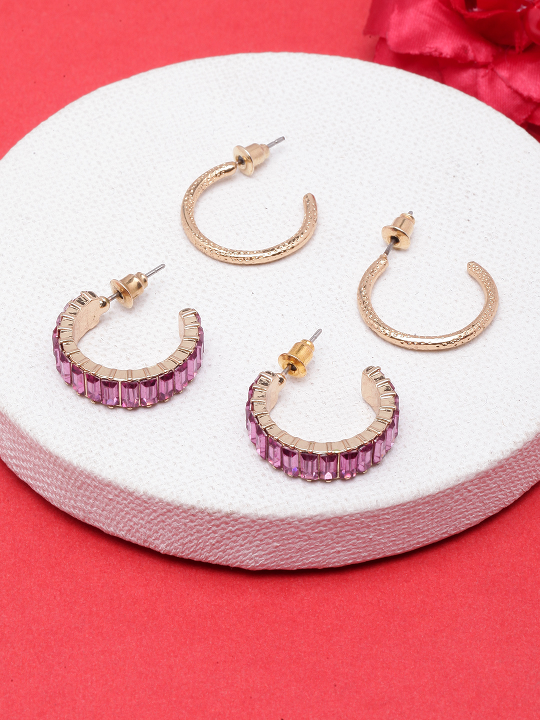 14K Yellow Gold Hoop Earrings with Princess Cut Rubies & Dia | Ballard &  Ballard | Fountain Valley, CA